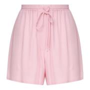 Silkeblandet Elastisk Midje Snøring Shorts