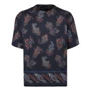 Bomull Crew-Neck T-skjorte med Paisley Motiv