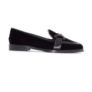 Svart Velvet Edelstein Loafer Sko