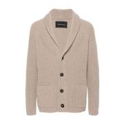 Herre Shawl Krage Cardigan Sweater Beige