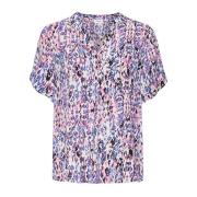 Agnessz Ss Top Bluser Pink Ikat