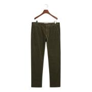 Grønn Slim Fit Corduroy Chinos