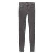 Svarte Skinny Fit Jeans med Knappelukking