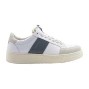 Hvite Skinn Sneakers Grønn Stripe