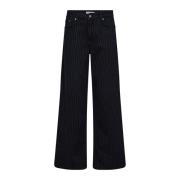 Pinstripe Wide Leg Jeans Svart