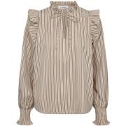 Stripete beige og brun bluse