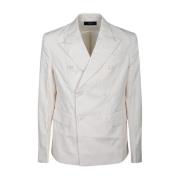 Marynarski Blazer w Metaliczne Paski