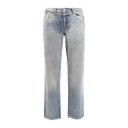 Vasket Bomull Jeans, Mid Waist, Regular Fit