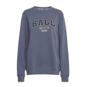 Blå Sweatshirt med Brodert Logo