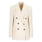 Elegant Ivory Double-Breasted Blazer