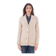 Beige Cardigan med Lange Ermer og Logo