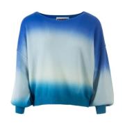 Blå Dip Dye Ballong Sweatshirt