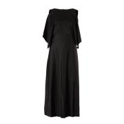 Svart Cold Shoulder Midi Kjole Cupro