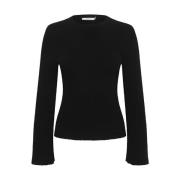 Sort Peplum Ull Pullover Genser