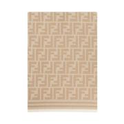 Beige Jacquard Ullskjerf med FF Motiv