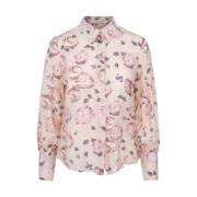 Rosa Blomst Feminin Bluse Skjorte