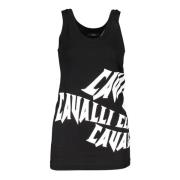 Sort Bomull Tank Top med Logo Print