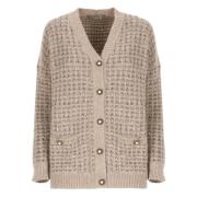 Paljett V-Hals Cardigan Genser Beige