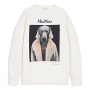 Hvit Genser med Weimaraner Print