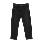 Svart Farget Denim Wide Fit Jeans