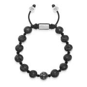 Men's Black Diamond Beaded Bracelet with Lavastone and Sterling Silver