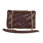 Quiltet Skinn Cross Body Veske Brun