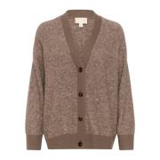 Oversized Cardigan Strikke Morel Melange