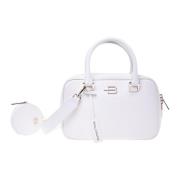 Handbag with purse in white leather