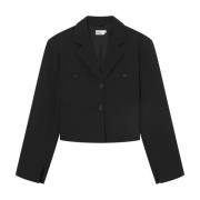 Ebony Blazer med V-hals og knapper