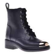 Combat boots in black leather