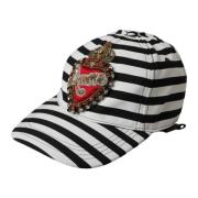 Svart Hvit Stripet Amore Hjerte Baseballcaps