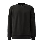 Svart Diagonal Fleece Linse Crew Sweatshirt