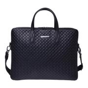 Black woven leather work bag