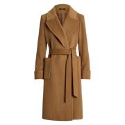 Camel Lauren By Ralph Lauren Camel Double Faced Wool Blendwrap Coat Yt...