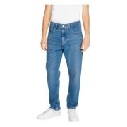 Blå Plain Herre Jeans Glidelås Lukking