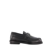 Sort Skinn Penny Loafers