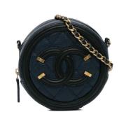 Pre-owned Blå skinn Chanel Crossbody veske