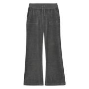 Velour Low Rise Flare Bukser - Charcoal Marl