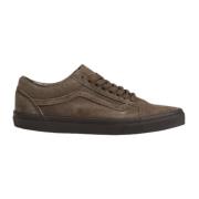 Brune skinn sneakers gummisåle menn