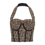 Lurex tweed halterneck bustier