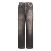 Grå Cargo Jeans Loose Fit