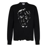 Sort Distressed Skull Genser