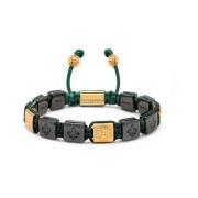 Men`s Ceramic Flatbead Bracelet in Green and Gold