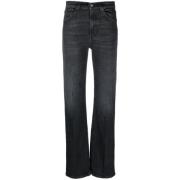 Svarte høytlivs straight-leg jeans