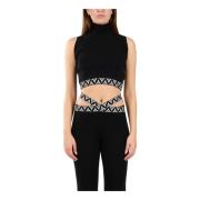 Ermeløs Viskose Crop Top Jacquard