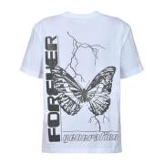 Glitter Print T-skjorte Bright White