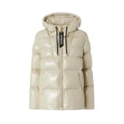 Beige Puffer Coat Crystal Nylon