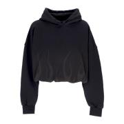 Flames Cropped Hoodie Svart