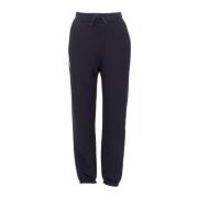 Sort Fleece Sweatpants Elastisk Midje