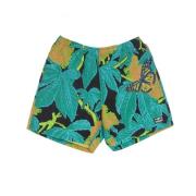 Sort Multi Print Elastisk Midje Shorts